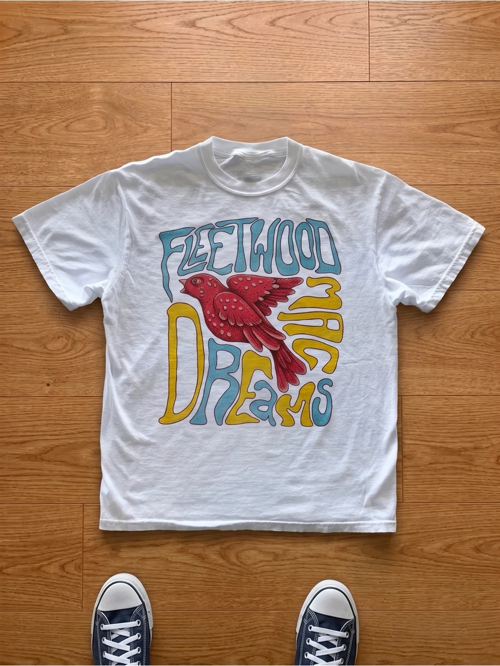 Fleetwood Mac Dreams Retro Red Bird 70s Boho White Graphic T-Shirt